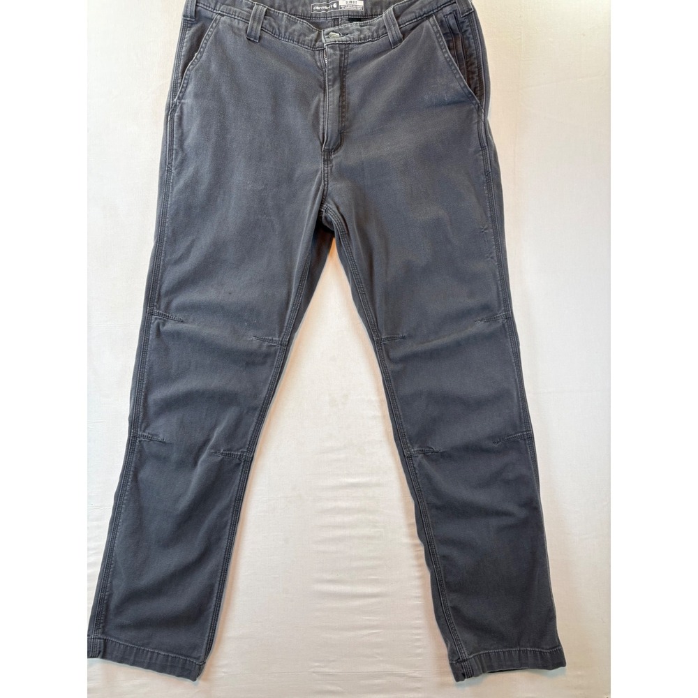 Carhartt Mens Gray Slim Fit Canvas Work Pants BN2821-M 36x32 Mens grey